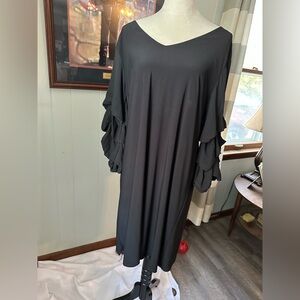 Elegant Black Ruffle Sleeve Dress